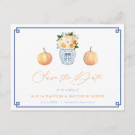 Elegante Chinoiserie Pumpkins Wedding Save the Dat Postkarte