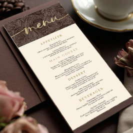 Elegante Chocolate Mocha Wedding Menükarte