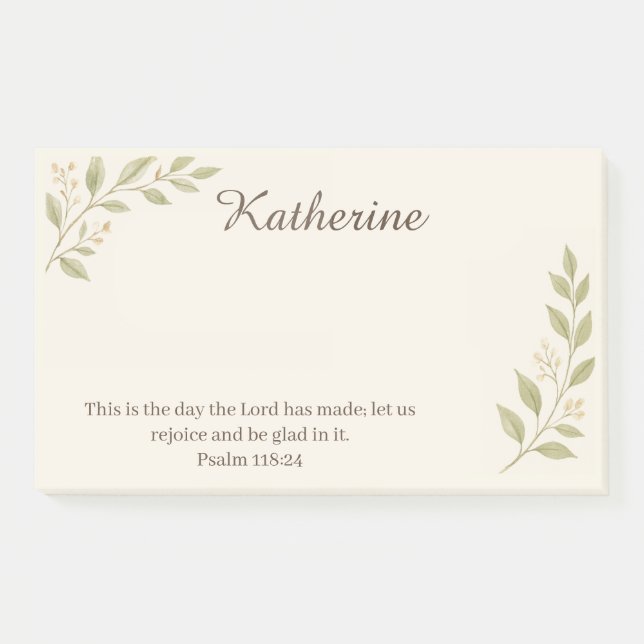 Elegante christliche botanische Haftnotizen 10"x6" Post-it Klebezettel (Vorderseite)