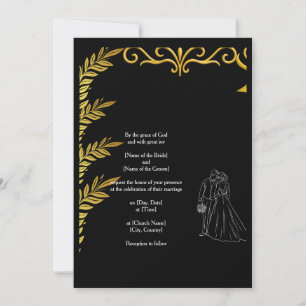 Elegante christliche Hochzeitseinladung   Goldene  Einladung