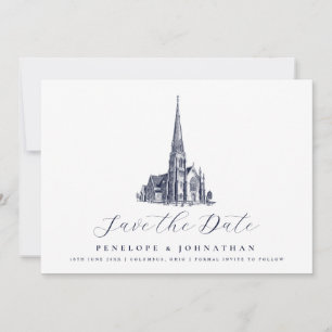 Elegante christliche Kirche Destination Hochzeit Save The Date