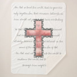 Elegante Christliche Rosa Kreuzschrift Verse Sherpadecke