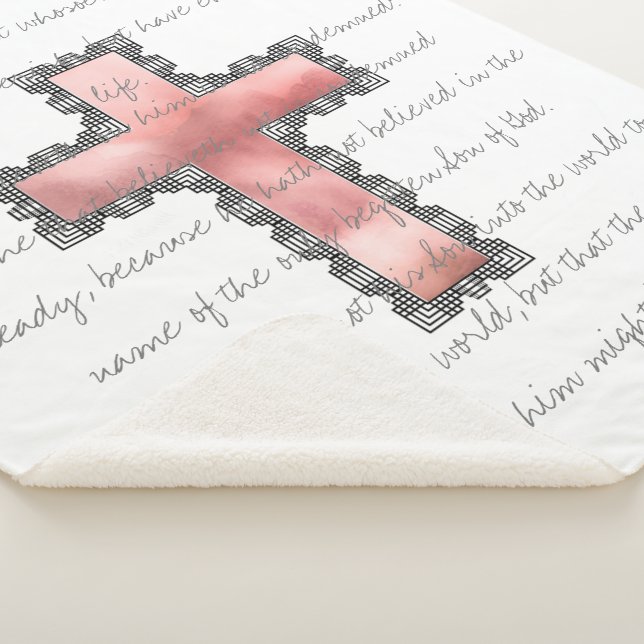Elegante Christliche Rosa Kreuzschrift Verse Sherpadecke (3/4)