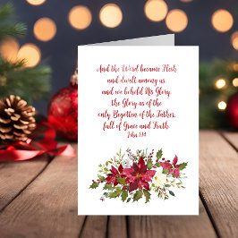 Elegante Christliche Weihnachtsbibel Verse Poinset Feiertagskarte