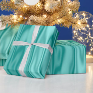Elegante Christmas Aqua Imitate Satin Graphic Geschenkpapier