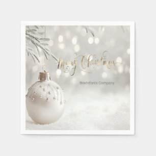 Elegante Christmas Ball White Bokeh Serviette