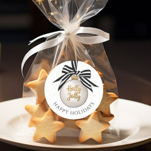 Elegante Christmas Bauble Happy Holidays Runder Aufkleber