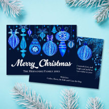 Elegante Christmas Baubles Navy Blue Watercolor