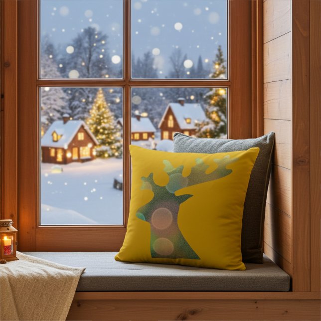 Elegante Christmas Bokeh Reindeer Head Decorative Kissen (Von Creator hochgeladen)