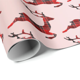 Elegante Christmas Buffalo Kariert Rentier Rose Go Geschenkpapier