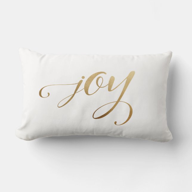 Elegante Christmas Gold Holiday Joy Calligraphy Lendenkissen (Vorderseite)