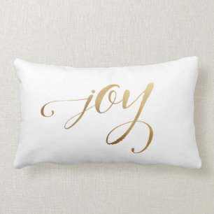 Elegante Christmas Gold Holiday Joy Calligraphy Lendenkissen