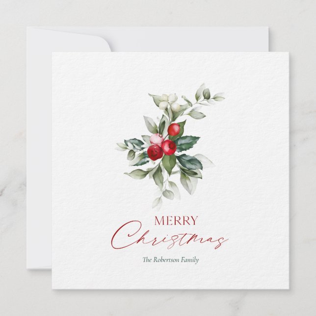 Elegante Christmas Holly Card (Vorderseite)