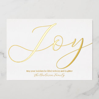 Elegante Christmas Joy White Gold Folien Feiertagskarte