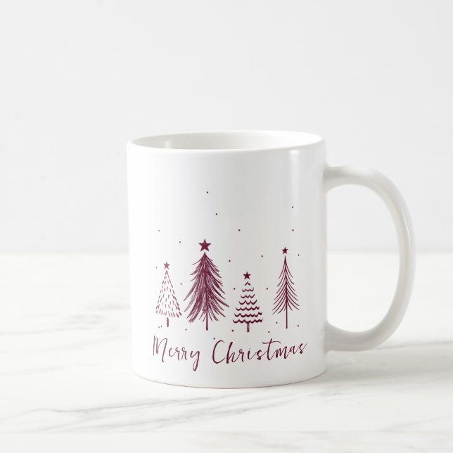 Elegante Christmas Pine Tree Frohe Weihnachten Kaffeetasse (Rechts)