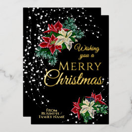 Elegante Christmas Poinsettia Blume Folien Feiertagskarte