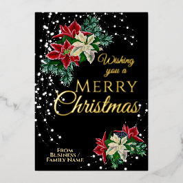 Elegante Christmas Poinsettia Blume Folien Feiertagskarte