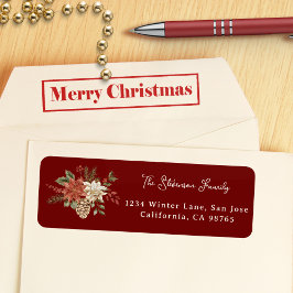 Elegante Christmas Poinsettia Dark Red Address