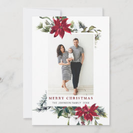 Elegante Christmas Poinsettia Foto Holiday Card Feiertagskarte