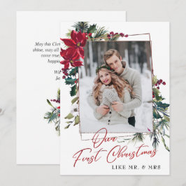 Elegante Christmas Poinsettia Foto Holiday Card Feiertagskarte