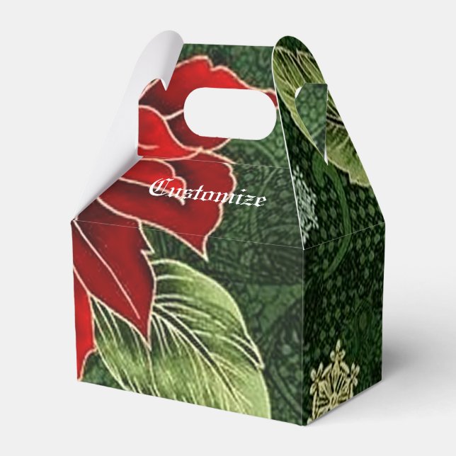 Elegante Christmas Poinsettia Gable Favor Box Geschenkschachtel (Vorderseite)