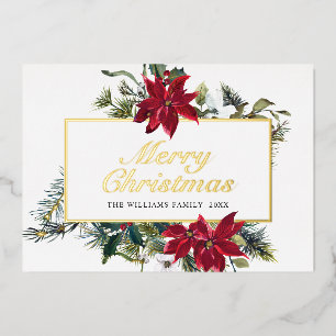 Elegante Christmas Poinsettia Gold Folien Feiertagskarte
