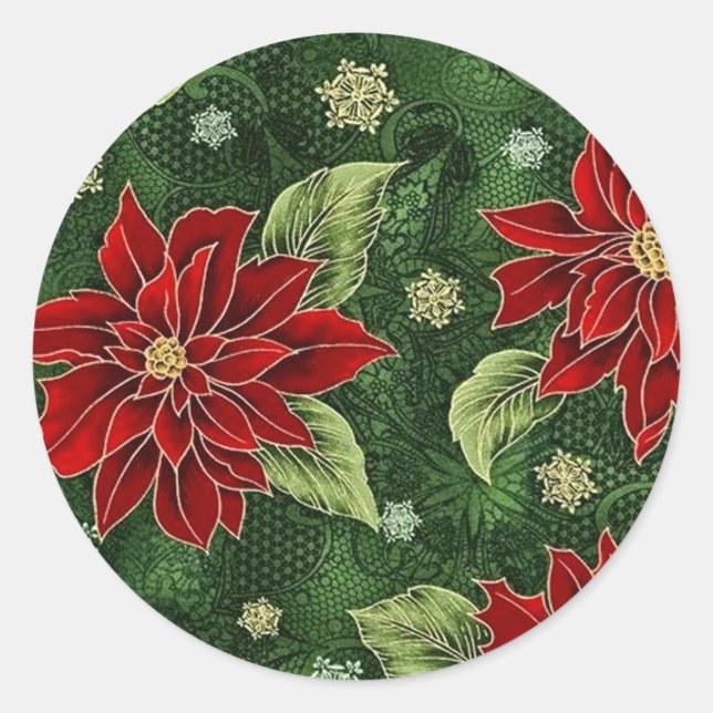 Elegante Christmas Poinsettia Stickers (Vorderseite)