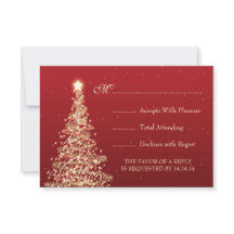 Elegante Christmas Wedding RSVP Red