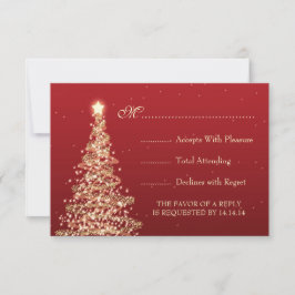 Elegante Christmas Wedding RSVP Red Karte