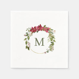 Elegante Christmas Wreath Monogram Serviette