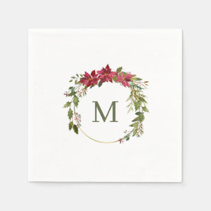 Elegante Christmas Wreath Monogram Serviette