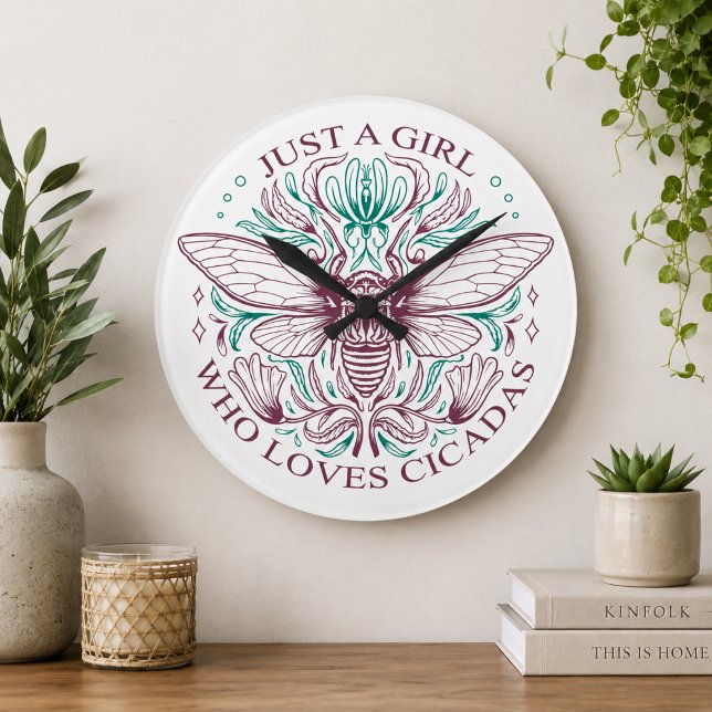 Elegante Cicada Bug Lover Runde Wanduhr (Matching items available in the collection.)