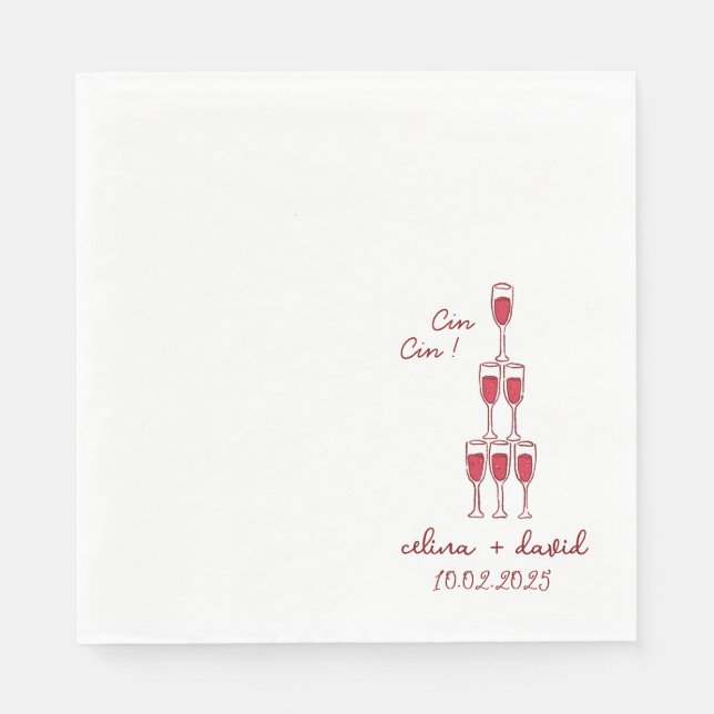 Elegante Cin Cin Italia Wedding Party Serviette (Vorderseite)