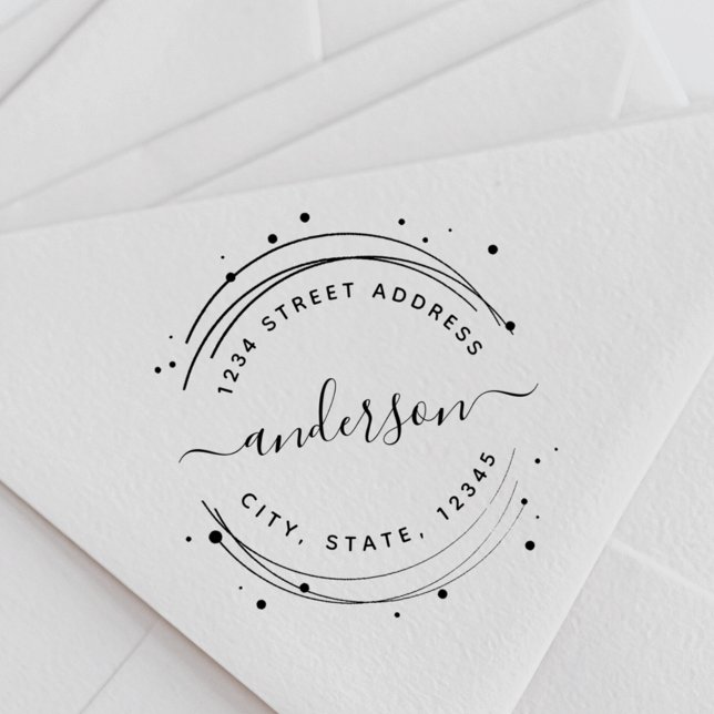 Elegante Circular Calligraphy Name Rücksendeadress Permastempel (Von Creator hochgeladen)