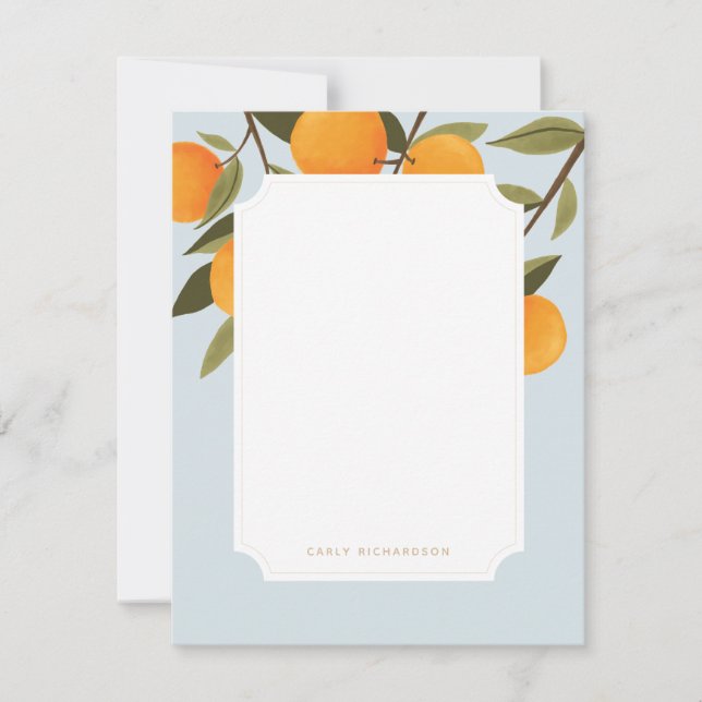 Elegante Citrus Orange Personalisiert Stationery Mitteilungskarte (Vorderseite)