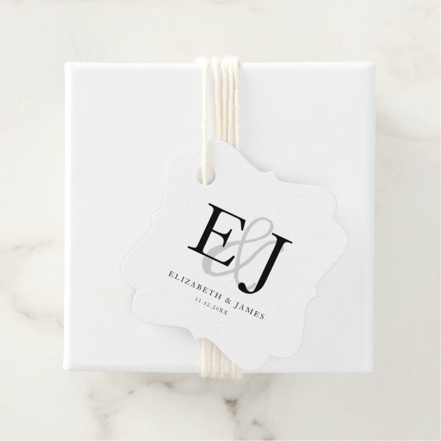 Elegante Classic Ampersand Monogram Wedding Geschenkanhänger (Beispiel)