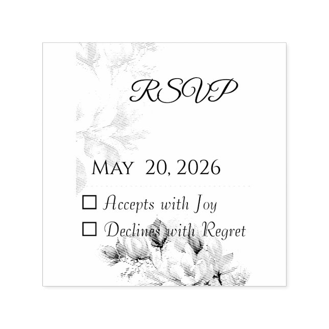 Elegante Classic Beige Magnolia RSVP-Karte Permastempel (Design)