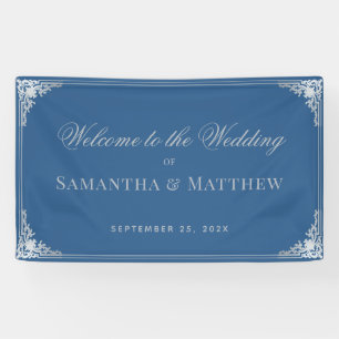 Elegante Classic Blue Gray Vintage Hochzeit Willko Banner