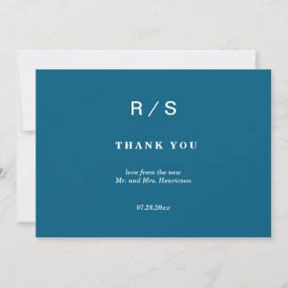 Elegante Classic Blue Monogram Dankeschön Card Dankeskarte