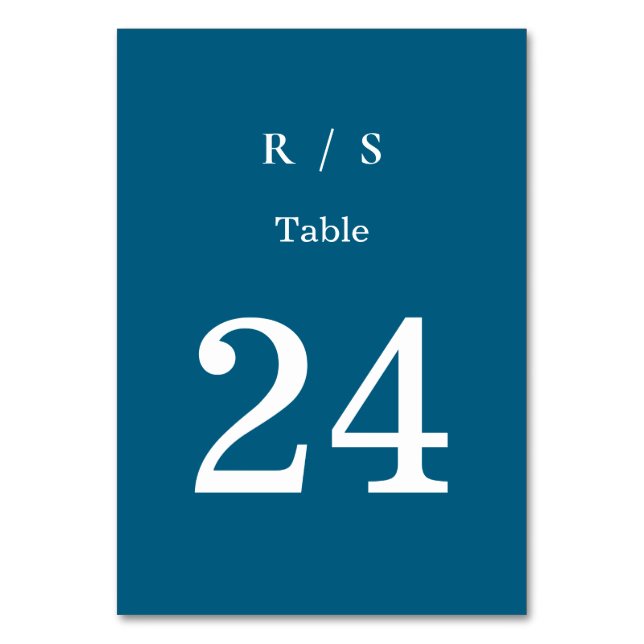 Elegante Classic Blue Monogram Tischnummer Card (Vorderseite)