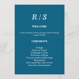 Elegante Classic Blue Monogram Wedding Program Car Programm