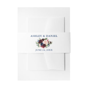 Elegante Classic Blue Watercolor Blühende Hochzeit Einladungsbanderole
