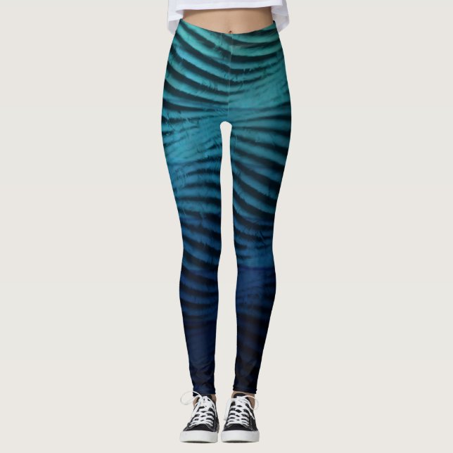 Elegante Classic Blue Waves in Wasserfarbe Leggings (Vorderseite)