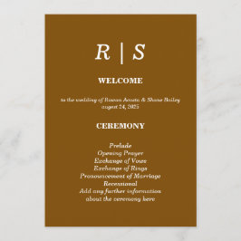 Elegante Classic Brow Monogram Wedding Program Car Programm