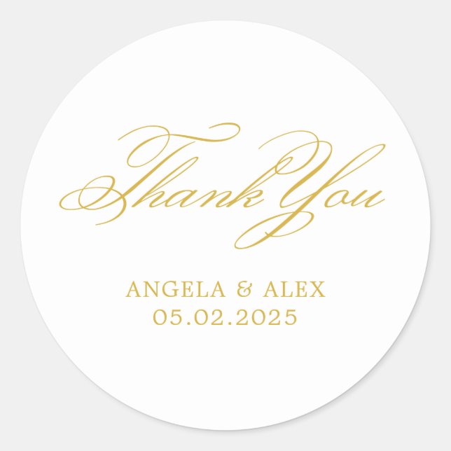 Elegante Classic Calligraphy Wedding Vielen Dank Runder Aufkleber (Vorderseite)