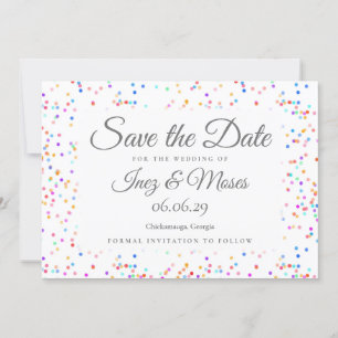 Elegante Classic Chic Rainbow Confetti Wedding Save The Date