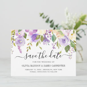Elegante Classic Dusty Lila Violet Floral Wedding Save The Date