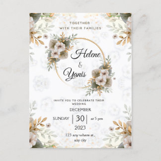 Elegante Classic Floral Wedding Einladung Postkart Postkarte