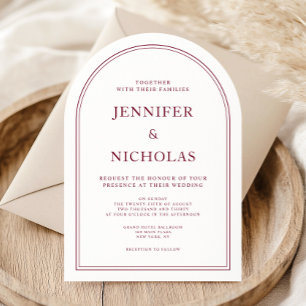 Elegante Classic Formal Burgundy Wedding Einladung