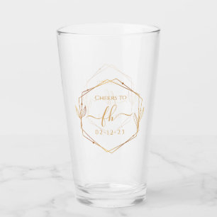 Elegante Classic Gold Mit Monogramm erste Hochzeit Glas